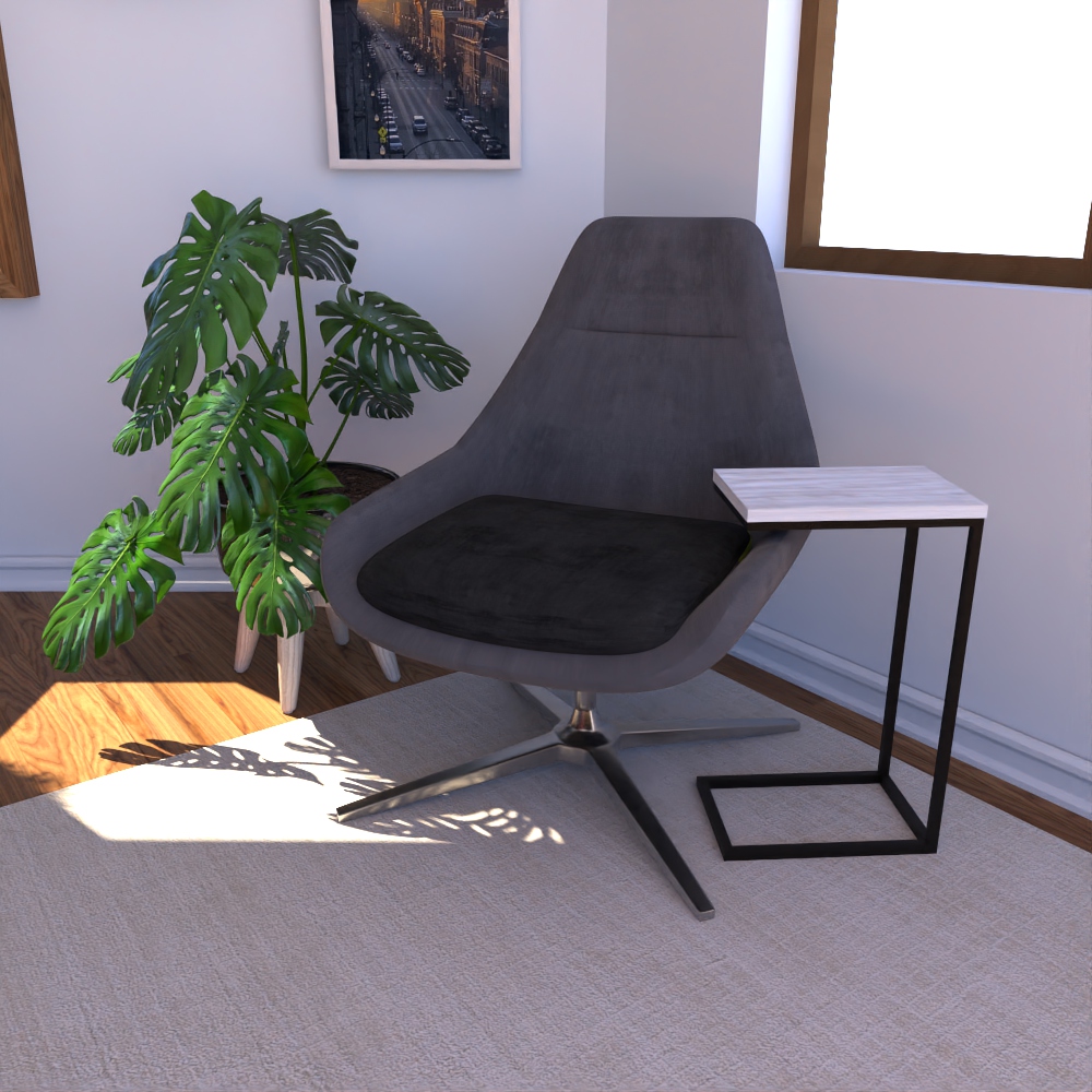 Draper Lounge Chair w/ Black Cushion | Mia Espresso Table in Cape Cod w/ Black Base