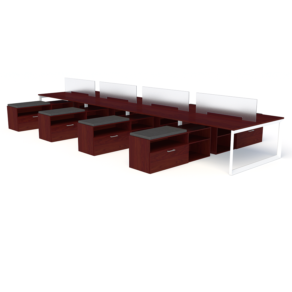 8-pack with screen (American Cherry/White) with Low Credenza (American Cherry)