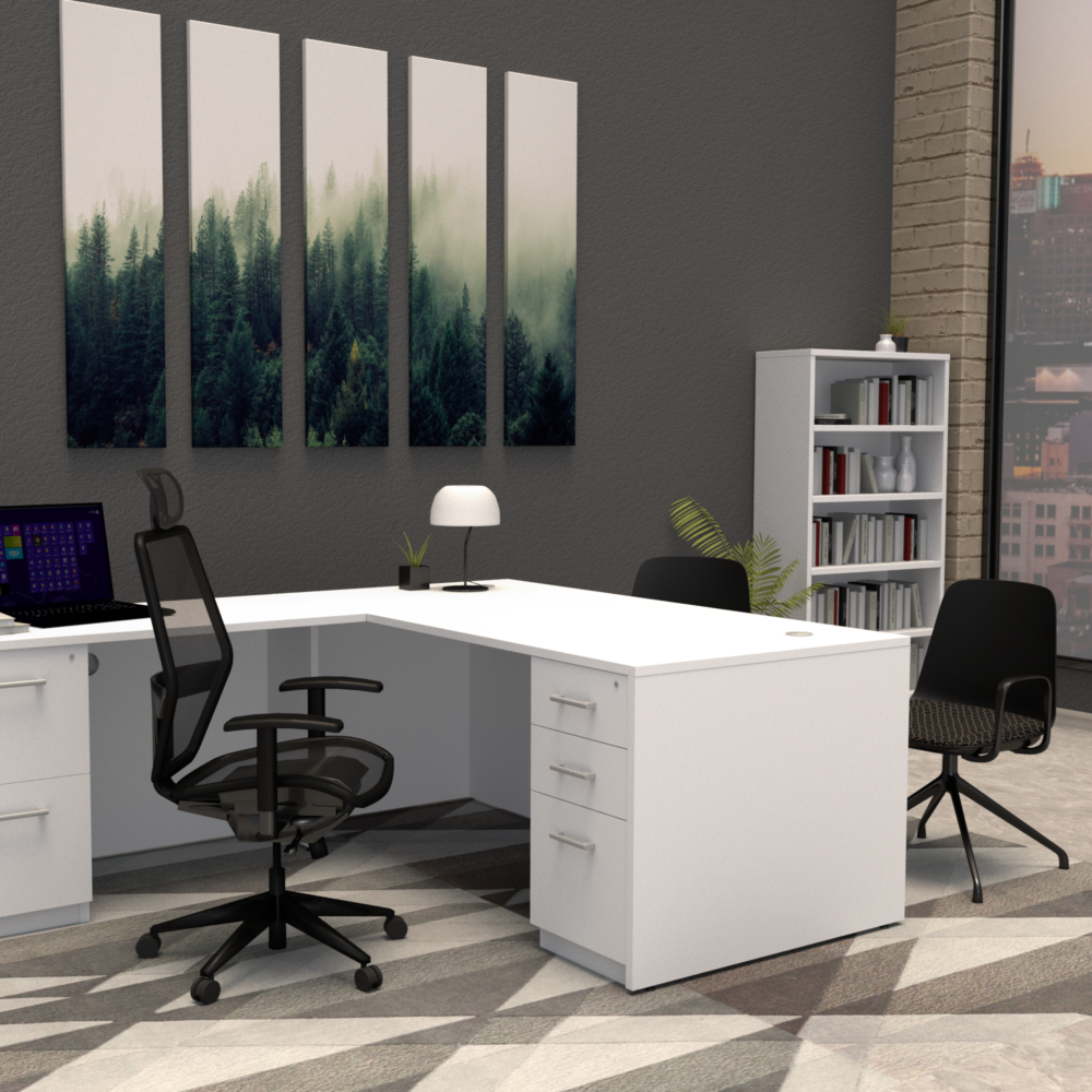 Pivit Full Panel Desk (White) | Net Task Seating | Sofie 4-star, black