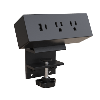 Clamp On Power Unit in Black, USB-C x1, USB-A x1