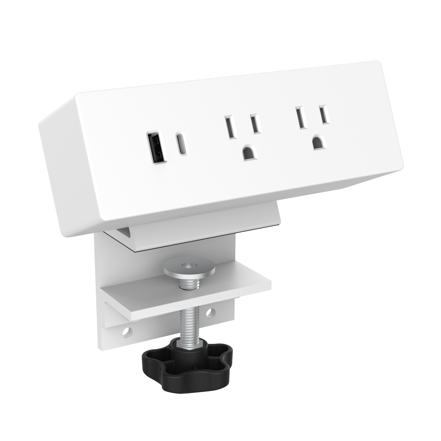 Clamp On Power Unit in White, USB-C x1, USB-A x1